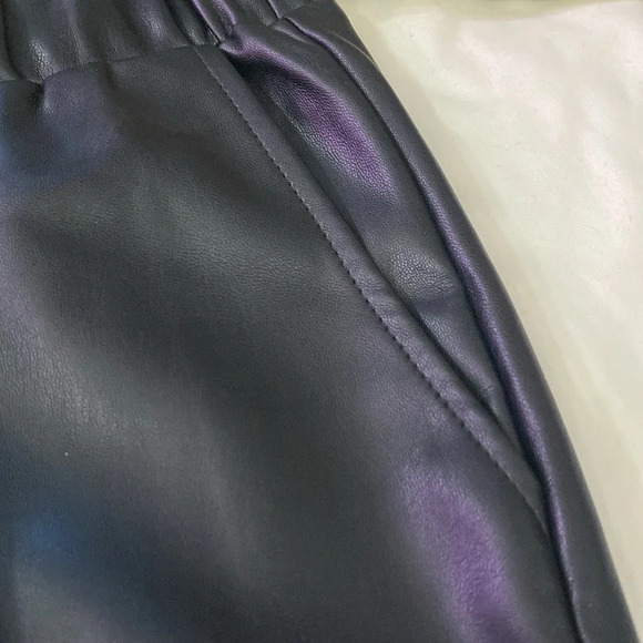 Lisadnyc the drop women black vegan faux leather baggy dress career work pants L - Picture 9 of 12